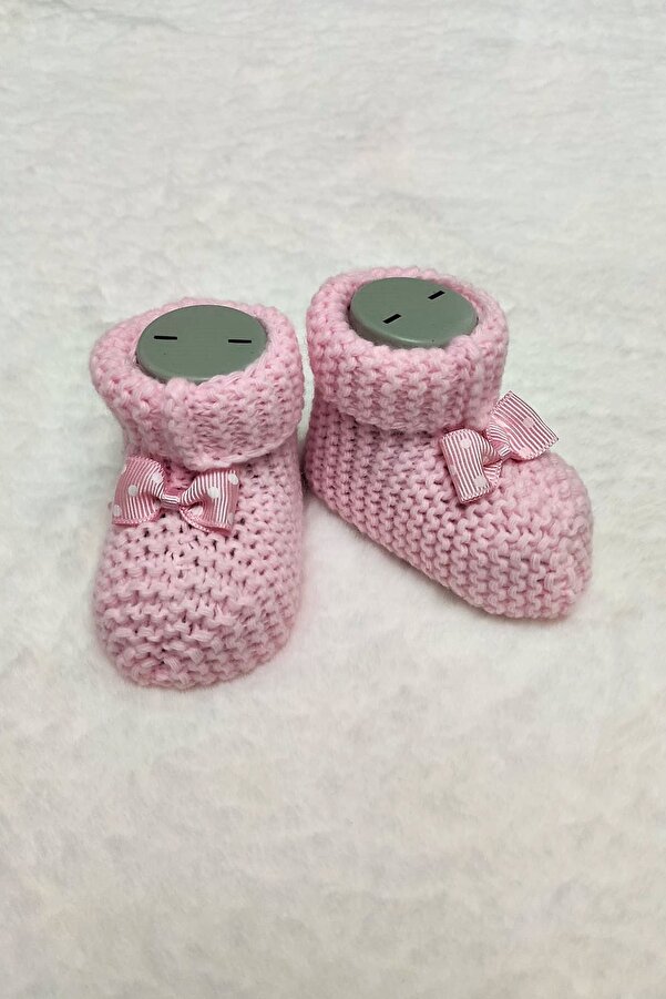 Çt Çeyizci Tekstil Bebek Patik, Fiyonklu Bebek Patiği, Triko Örgü Bebek Patiği