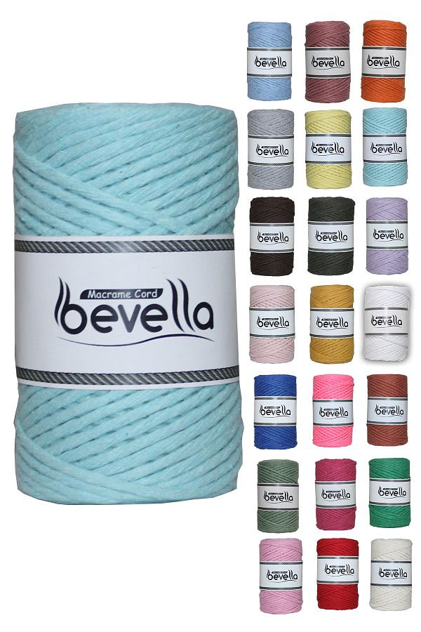 Bevella Macrame Cord-Taranan Macrame Thread 3mm Single Twist Scannable Cotton Macrame Thread Turquoise 1