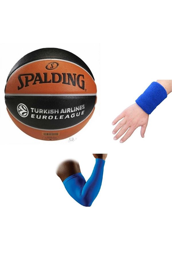 SPALDING-Basketball Ball TF150 7 Euroleague TF150 7+basketball Sleeve+towel Bracelet 1