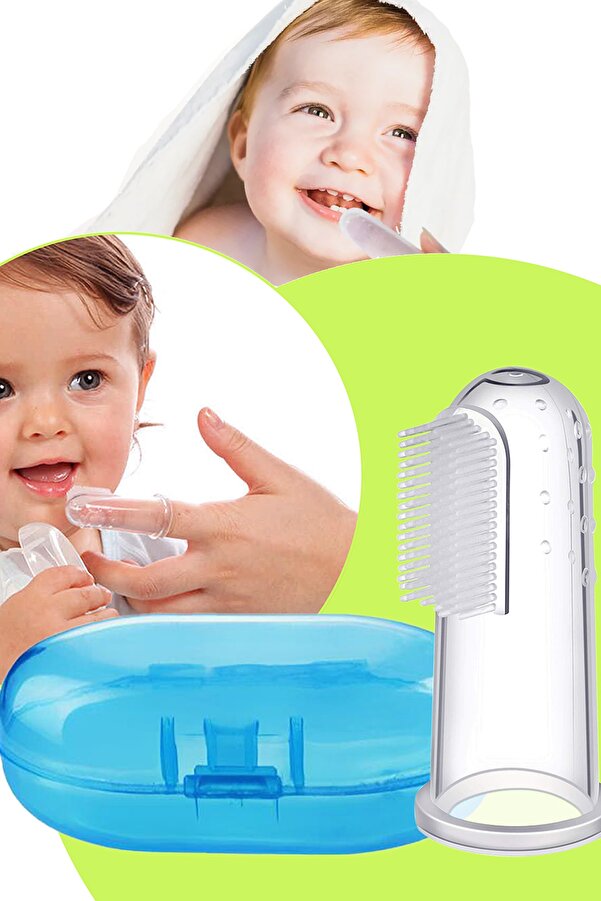 TechnoStation Silikon Bebek Diş Kaşıyıcı Parmak Dış Fırçası Kutulu Yumuşak Bebek Diş Fırçası Diş Kaşıma Aparatı