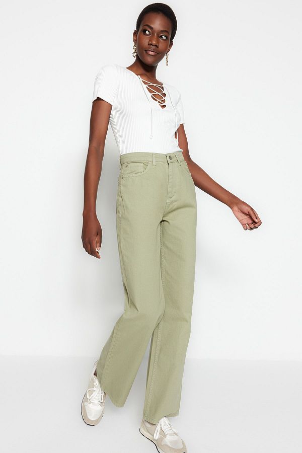 Trendyol Collection Mint High Waist Wide Leg Trousers TWOAW22JE0347 Trendyol