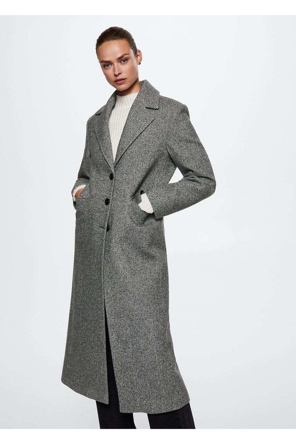 MANGO Houndstooth Patterned Oversize Coat Trendyol