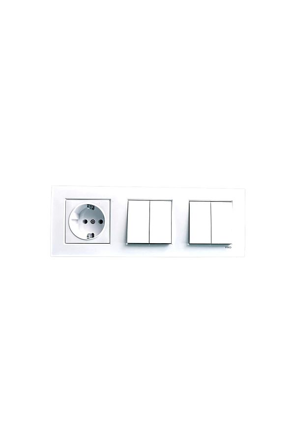 VİRALİGHTİNG-Viko Karre White Triple Set Grounded Socket + Commutator Switch + Commutator Switch 1