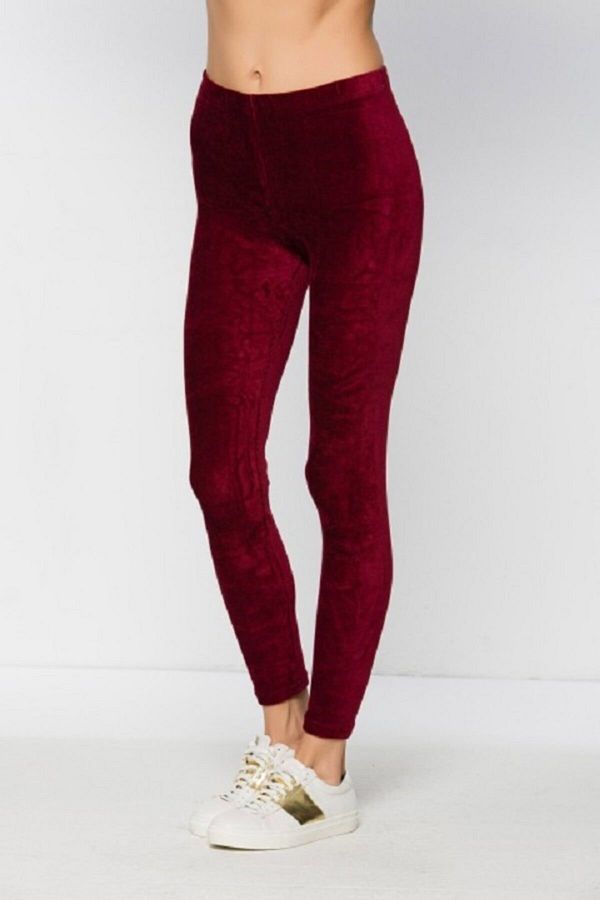 Burgundy velvet leggings cheap