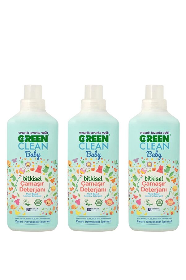 Green Clean Organik Lavanta Yağlı Baby Bitkisel Çamaşır Deterjanı 1000 ml - 3'lü