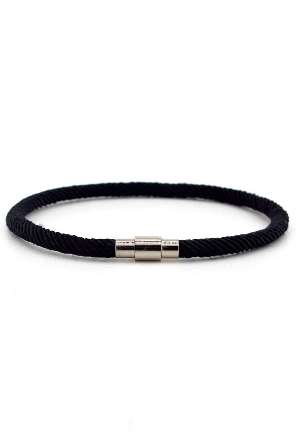 Solfera-Men's Single Sira Thin Design Black Braid String Bracelet BT434 1