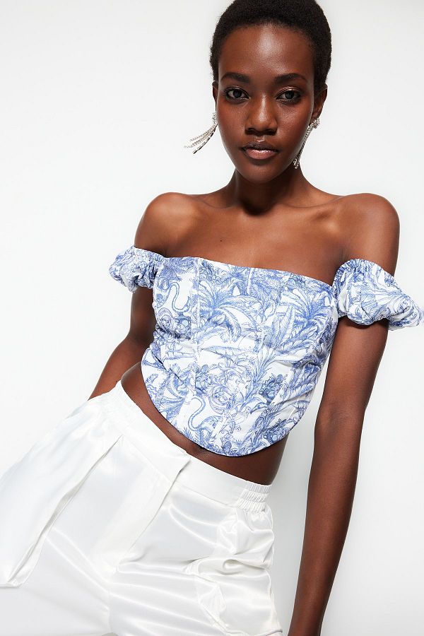 トップス Flower Pattern Motif Bustier 814xNp-LU-L._UY1000_.jpg