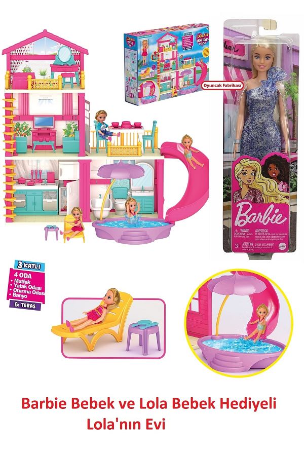 Oyuncakfabrikasi Barbie Doll And Her Friend Lola s Holiday House House Toy Lola s Holiday House Set Trendyol