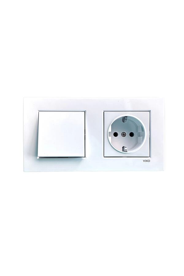VİRALİGHTİNG-Viko Karre White مجموعة مزدوجة مقبس مؤرض + مفتاح مبدل 1