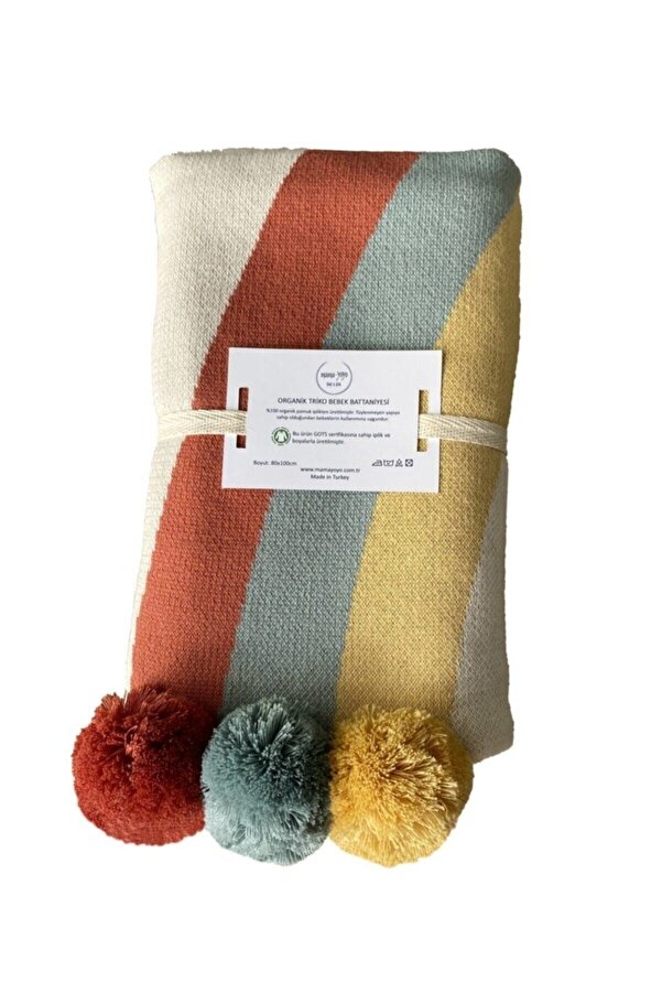 Mama Yoyo Baby Kids Mamayoyo Organik Ince Bebek Triko Battaniye Rain-pompom