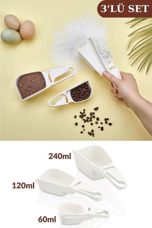 Flosoft-Flour Sugar Cocoa Pulses Detergent Measurement Set - 3-Piece Container, 3 Sizes (60ml,120ml,240ml) 1