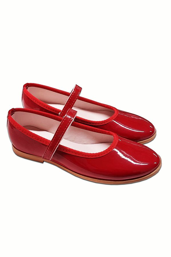 welissa-Patent Leather Red Girl's Ballerinas 1