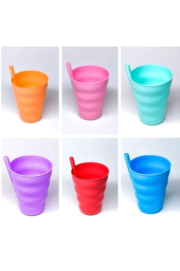 Neler Geldi Neler-6 Pieces Colorful Straw Plastic Cup Straw Cup Straw Cup 1