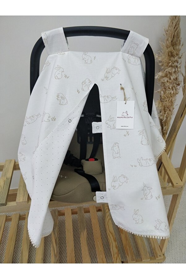 MAMARADUGA Tek Puset Örtüsü Çift Taraflı Bej Oyuncu Tavşan