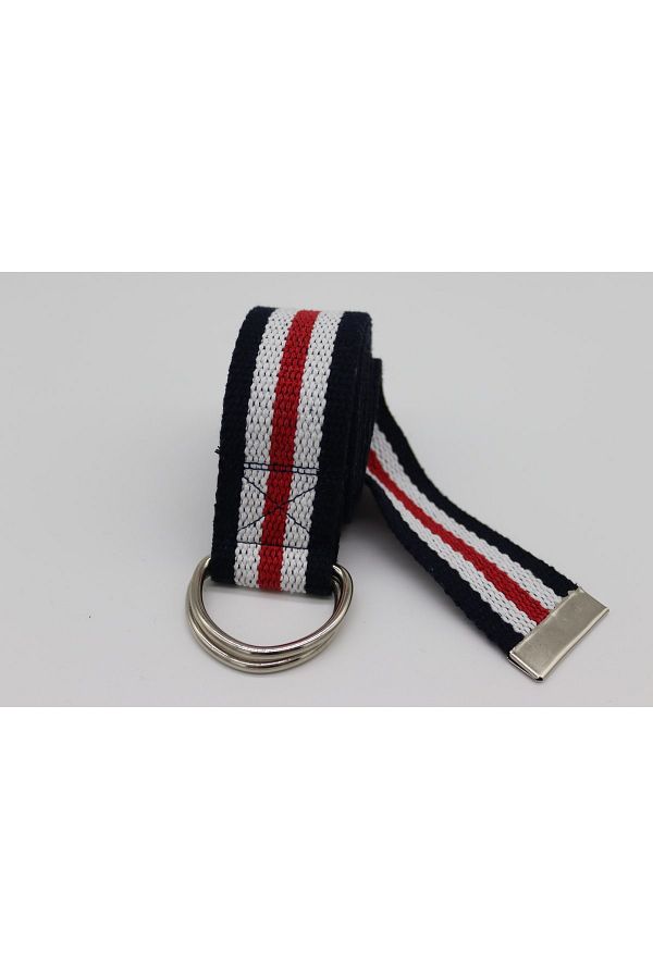Anatolia-Unisex Black White Red D Ring Tactical Sports Canvas Cloth Belt 1