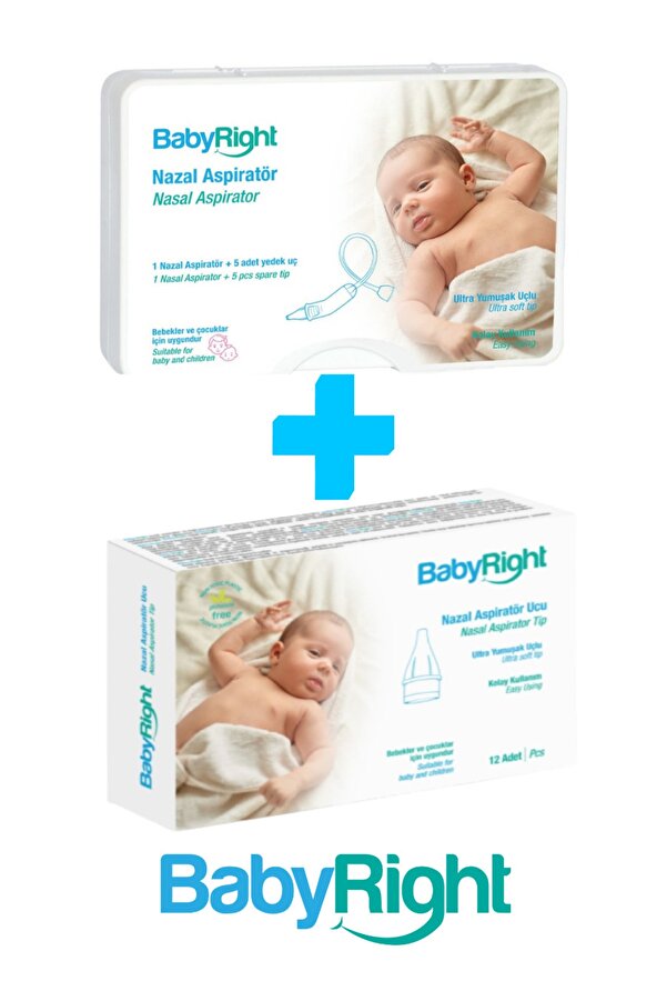 BabyRight Bebek Burun Aspiratörü Ve 17 Adet Ekstra Yumuşak Yedek Uç