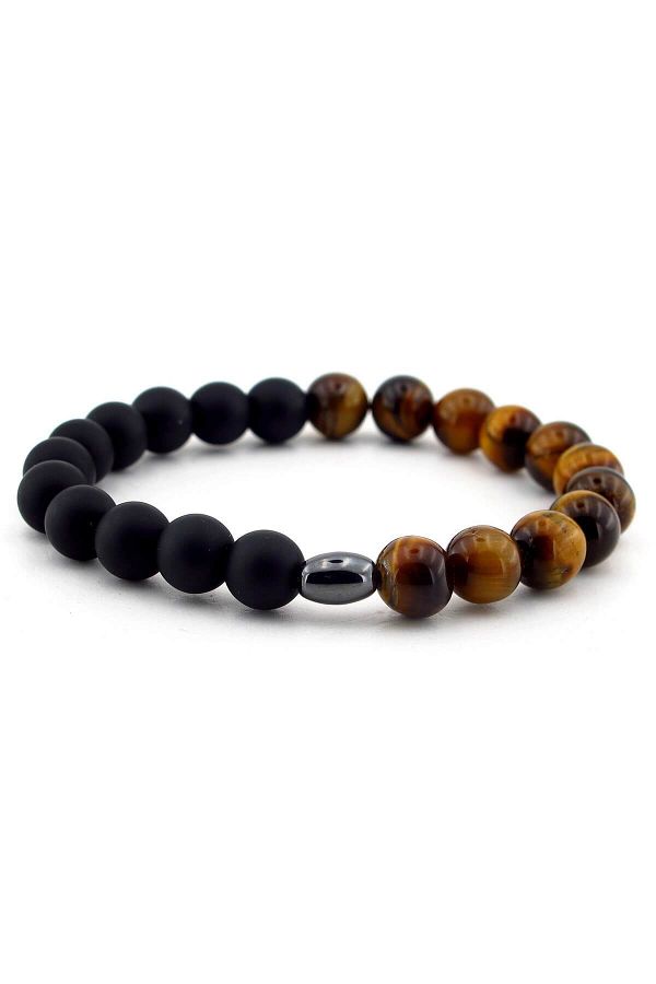 Solfera-Men's Onix Matte Bracelet - Tiger Eye Design B429 1