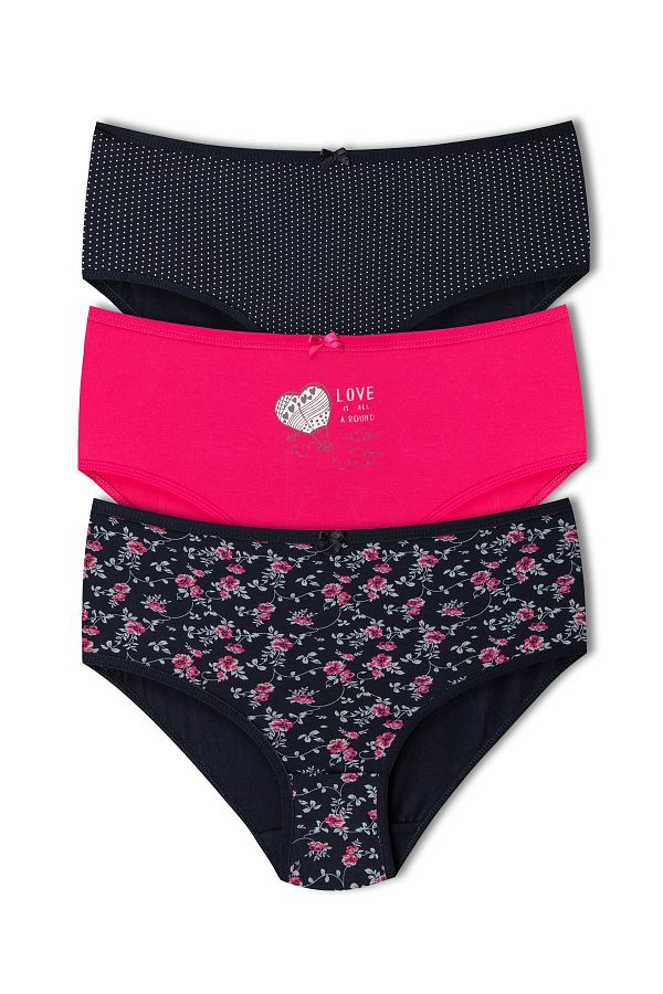 HNX-3-Piece Cotton Patterned High Waist Plus Size Panties 1