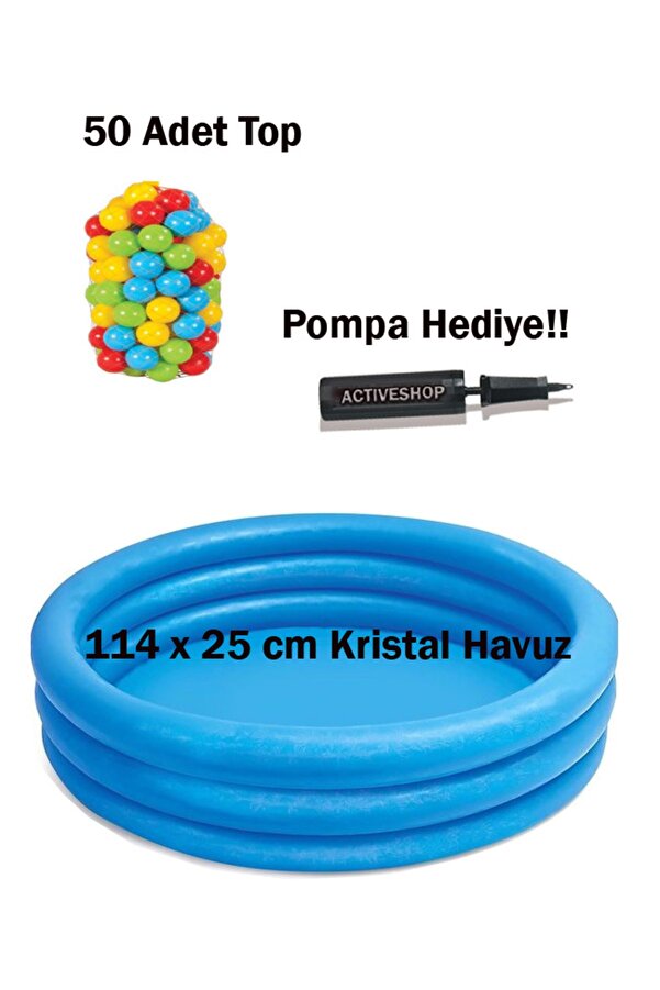 ACTIVESHOP 114 Cm Kristal Havuz 50 Adet Top Ve Pompa Hediye!!!