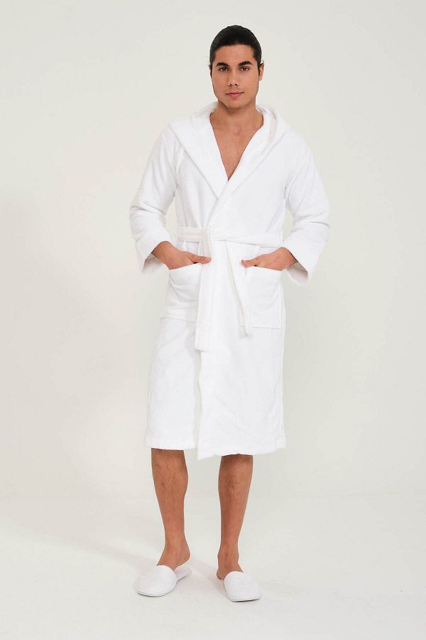Like cotton Hooded Unisex Premium 100 Cotton Terry Cloth Bathrobe One Piece Trendyol