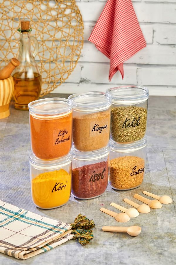 FBZhome-Luxury Spice Set with 6 Spoons Mica Jar Storage Container (400 ML SPICE JAR SET) 1