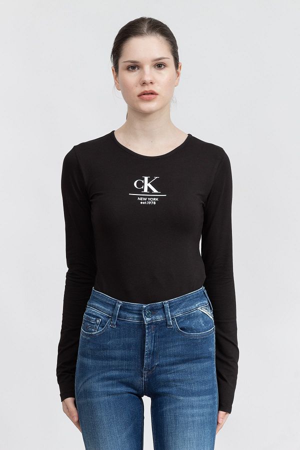 Calvin klein women's long sleeve t shirt sales