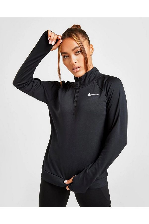 Nike Pacer Dri fit Women s Black Quarter Zip Running Top Trendyol
