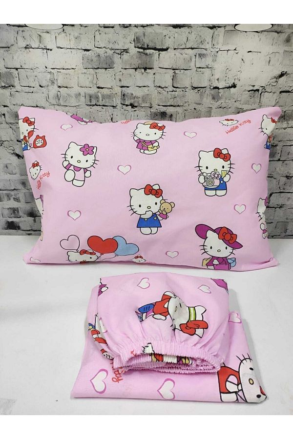 GASEL ÇARŞI-Set de cearșafuri din țesătură din bumbac Hello Kitty 1