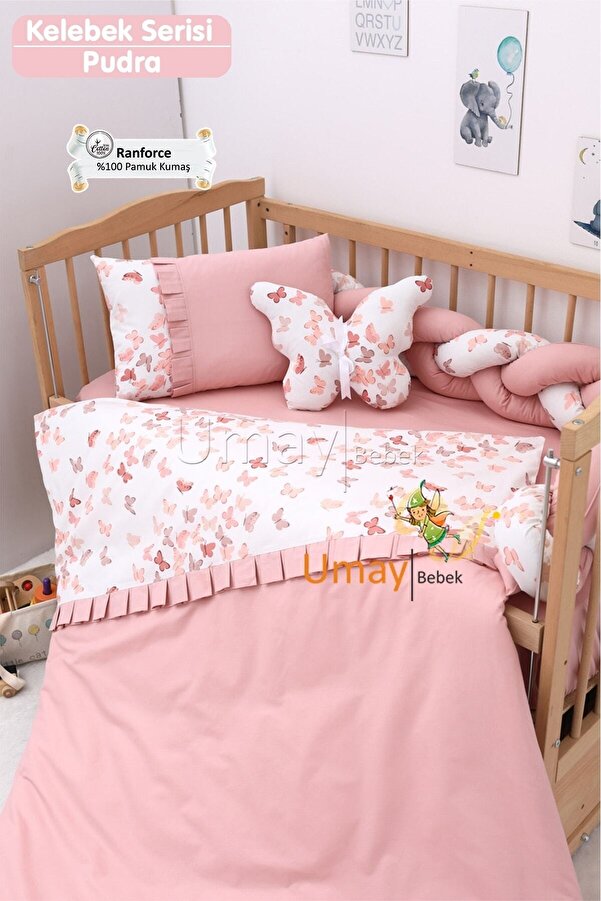 Umaybebek Bebek Nevresim Takımı, Örgü Korumalık, Çarşaf - %100 Pamuk