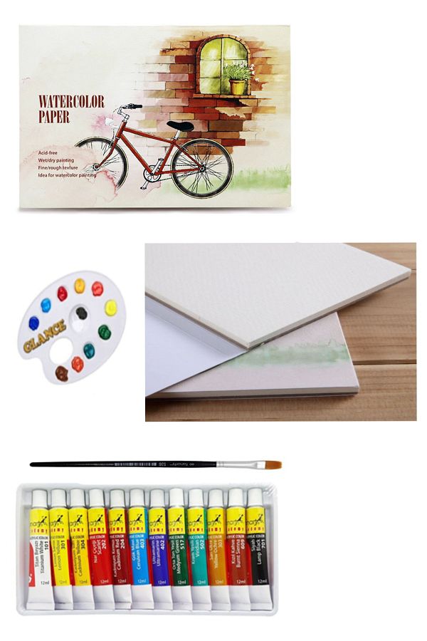 GLANCE-Notebook Block 12 Sheets 230 Grams 105 X 155 Mm Fanart Acrylic Paint Set 12x12 Ml 1