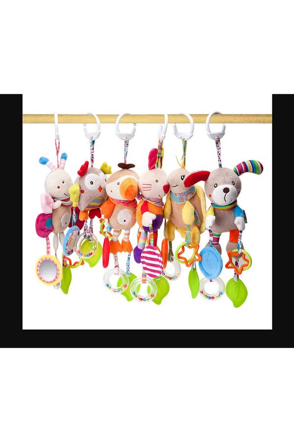 BSE Baby Rattle Plush Teething Colorful Rabbit Pushchair Crib Bed Baby Stroller Compatible Trendyol