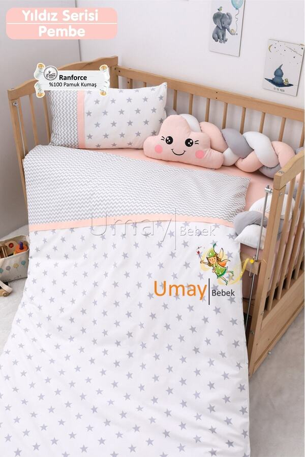 Umaybebek Bebek Nevresim Takımı, Örgü Korumalık, Çarşaf - %100 Pamuk