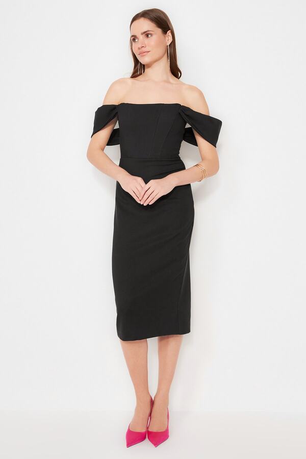 Abito Da Sera Trendyol In Tessuto - Vestito Maxi Trapezio Per Donna, Girocollo, 100% Poliestere