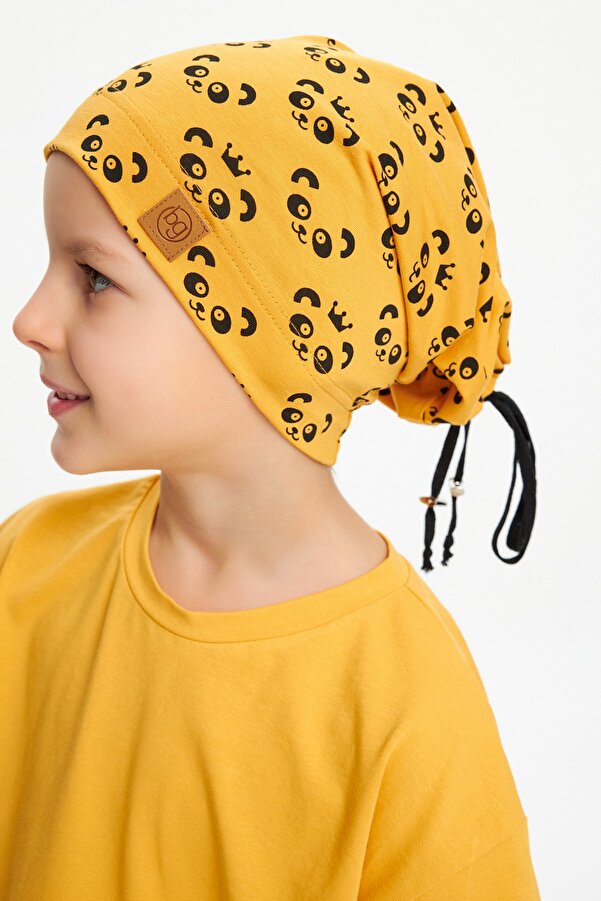 Babygiz Erkek Bebek Çocuk Genç Panda Figürlü 4 Mevsim Şapka Bere %100 Pamuklu Penye