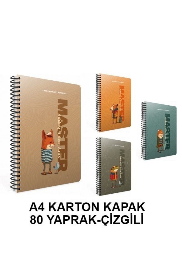 Gıpta-Lazy Master Spiral Paper Cover Notebook A4 80 Sheets Lined 1