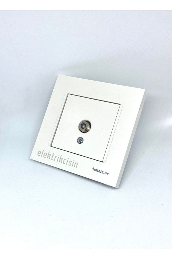 Netelsan-Byobu White Satellite Socket (WITH F CONNECTOR) (TOP) (FRAME INCLUDED) - 1 Piece 1