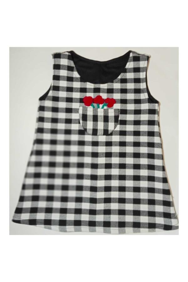 Genel Markalar Kız Çocuk Kareli El Örgü Süslemeli Salopet Jile Modelleri