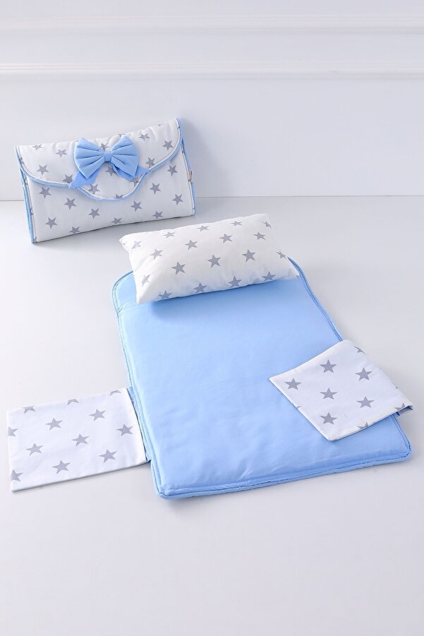 Umaybebek Alt Açma Minderi - Çantalı - Mavi Beyaz Yıldız