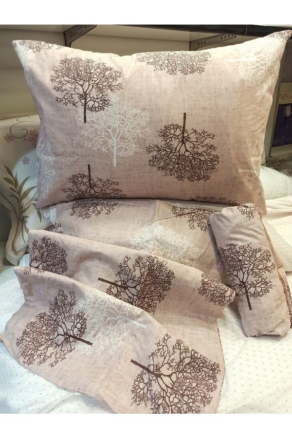 ŞENER HOME-Tree of Life Patterned Cotton Single Sheet Set - Elastic, 100x200 cm, Corner Depth 1