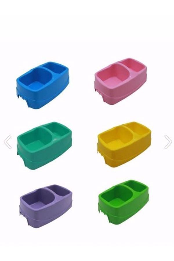 TUĞRA PET MARKET-Small Size Double Plastic Container - Pet Cat and Dog Food Water Container 1pc 1