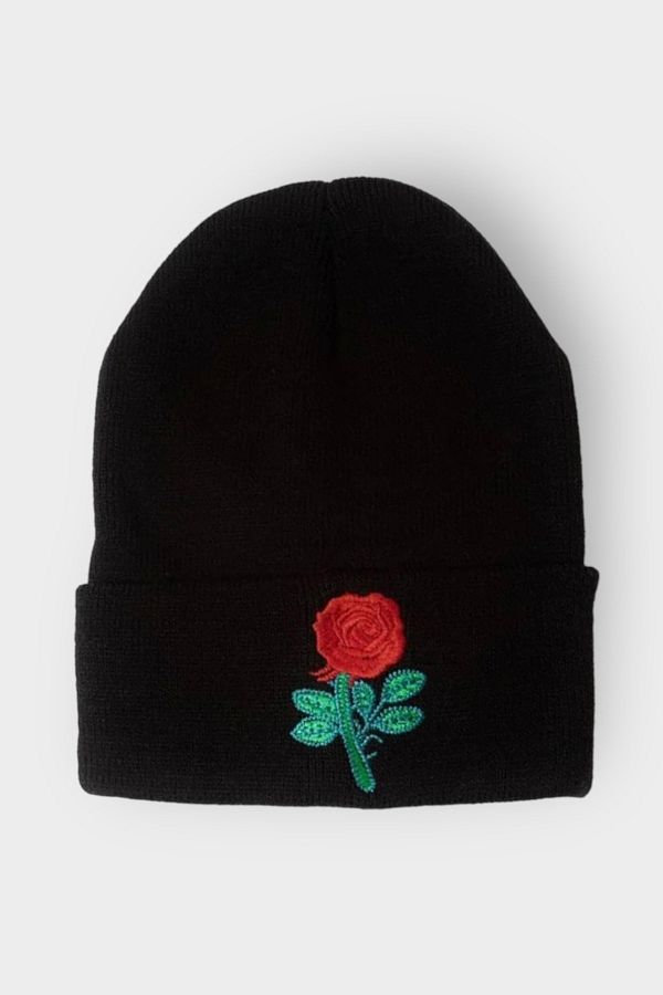 EFBUTİK-Schwarze Rose Baskenmütze 1