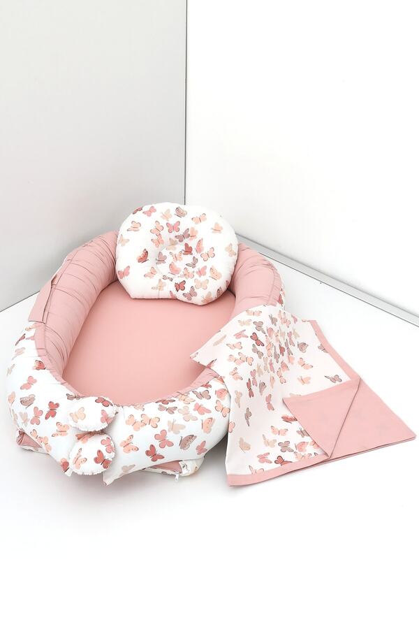 Umaybebek 3 Parça - Babynest, Bebek Uyku Yatağı, Baş Yastık, Bebek Pikesi 0-2 Yaş - %100 Pamuk Kumaş
