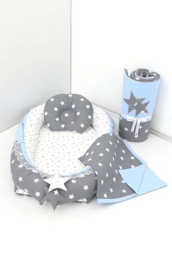 Umaybebek 4 Parça - Babynest, Bebek Uyku Yatağı, Baş Yastık, Bebek Pikesi, Yorganı 0-2 Yaş - Pamuk Kumaş