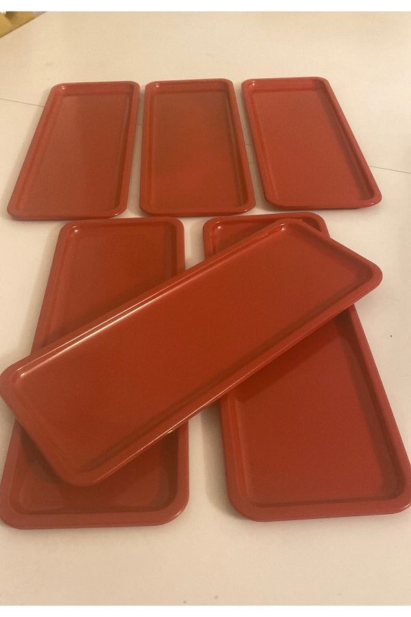 Elzem-Red Color Rectangular Model 6 Piece Presentation Tray Luxury Presentation 1