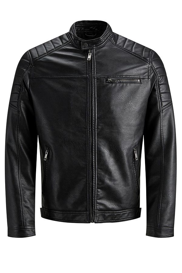 Jack Jones Jack Jones Biker Men s Black Leather Jacket 12147218 Trendyol