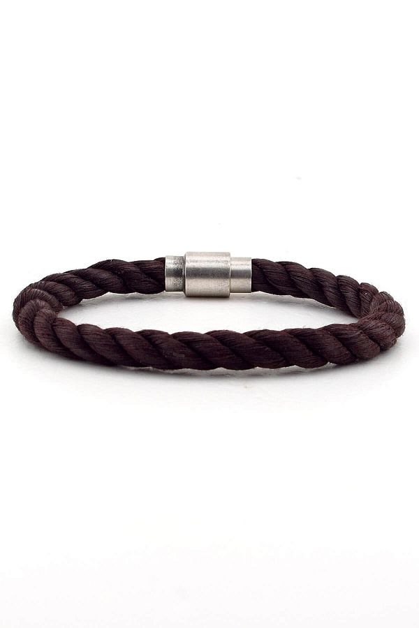 Solfera-Men's Brown Rope Metal Magnetic Clip Bracelet BT342 1