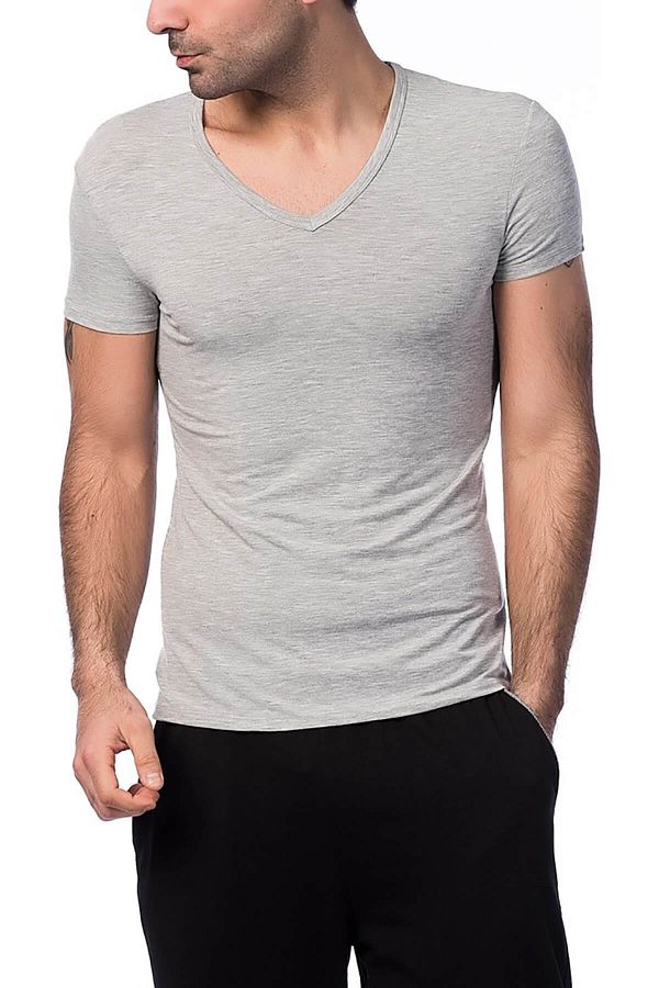 Eros-Men's Gray Athlete V-Neck Es0110180 1