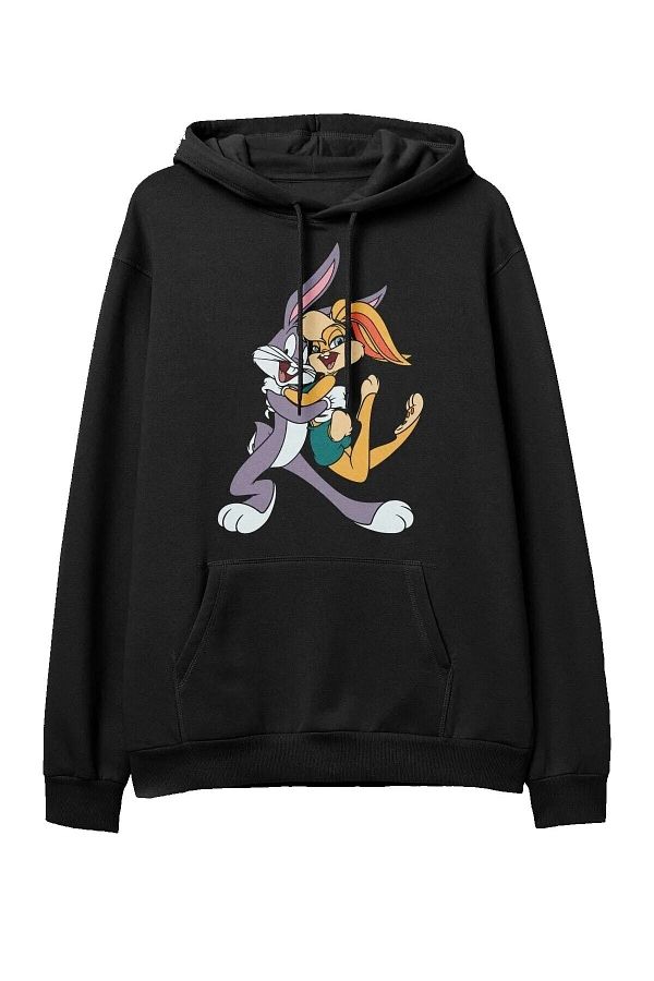 Resiliente Bugs Bunny And Lola Bunny Cartoon Printed Design Hoodie Sweatshirt Trendyol