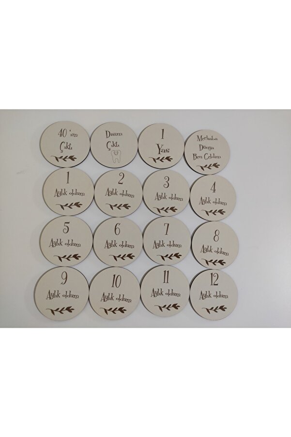 Ste Desing Ahşap Bebek Ay Kartları, Bebek Hatıra Kartları