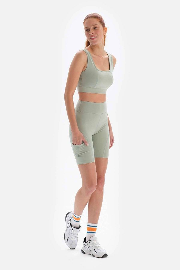 Dagi-Γυναικείο Biker κολάν Mint Green με τσέπες 1